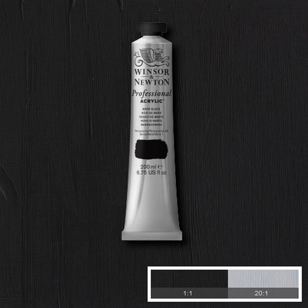 Winsor & Newton - 200ml Mars Black- Professional Acrylic - Series 1